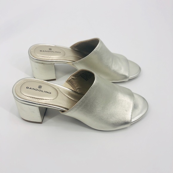 ✨Bandolino Silver Mule Heels / Sandal Slides 👡 - Picture 13 of 14